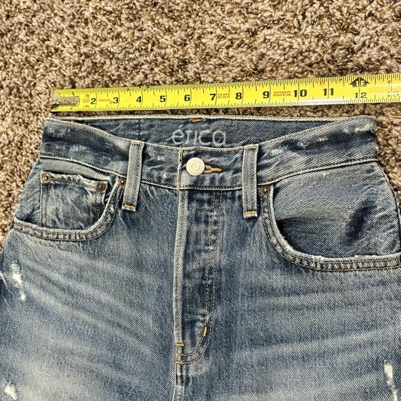 Etica Jeans 24 Tyler Vintage Straight Ankle Blue Distress Button Fly High Rise - Picture 7 of 13